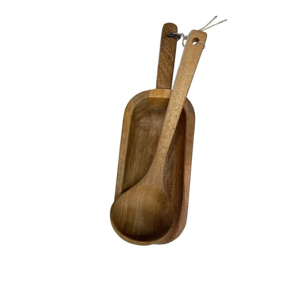 Rustic Wooden Spoon and Scoop Set